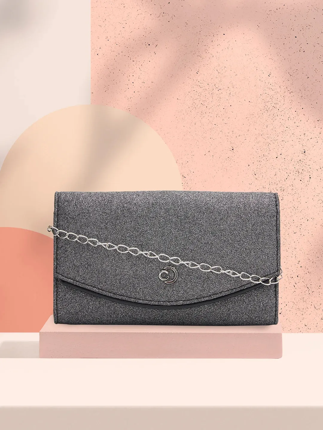 Caprese Junie Flapover Clutch Medium Gunmetal