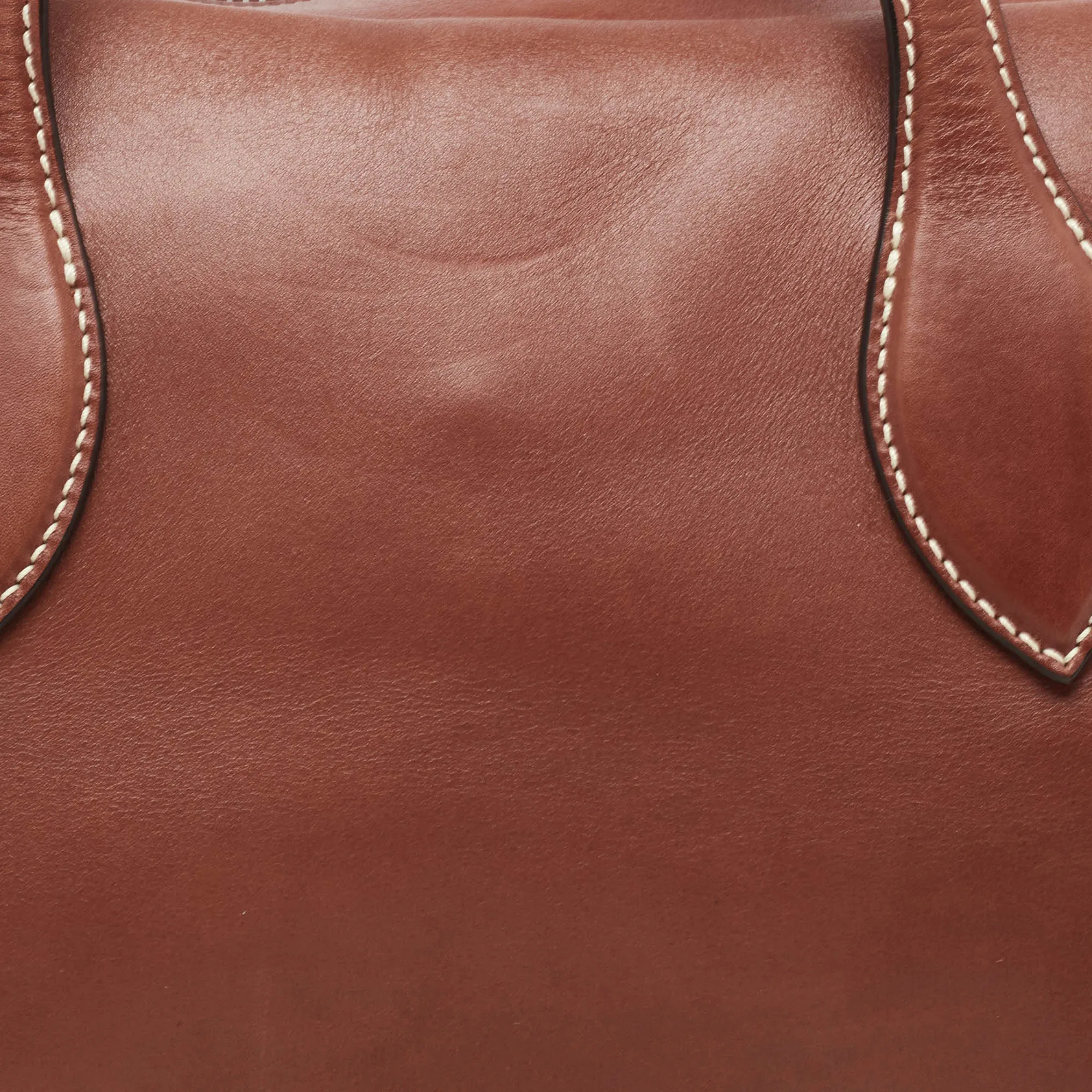 CELINE Brown Leather Medium Bowling Bag