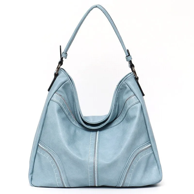 CEZIRA Casual Large PU Vegan Leather Shoulder Bag For Women Brand Luxury Thread Hobo Handbag Tote Female Fashion Crossbody Purse