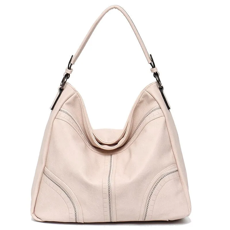 CEZIRA Casual Large PU Vegan Leather Shoulder Bag For Women Brand Luxury Thread Hobo Handbag Tote Female Fashion Crossbody Purse