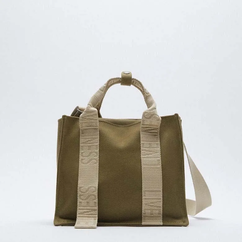Christmas Gift Brands Canvas Tote Women Handbags Casual Letter Crossbody Bags for Women Designer Canvas Shoulder Bag Small Women's Bag 2021 New