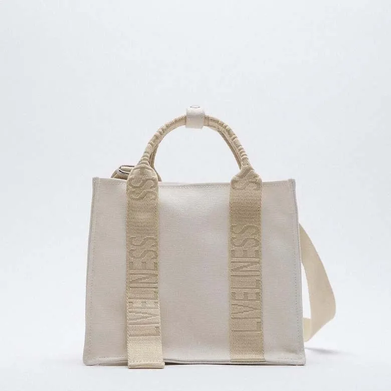 Christmas Gift Brands Canvas Tote Women Handbags Casual Letter Crossbody Bags for Women Designer Canvas Shoulder Bag Small Women's Bag 2021 New