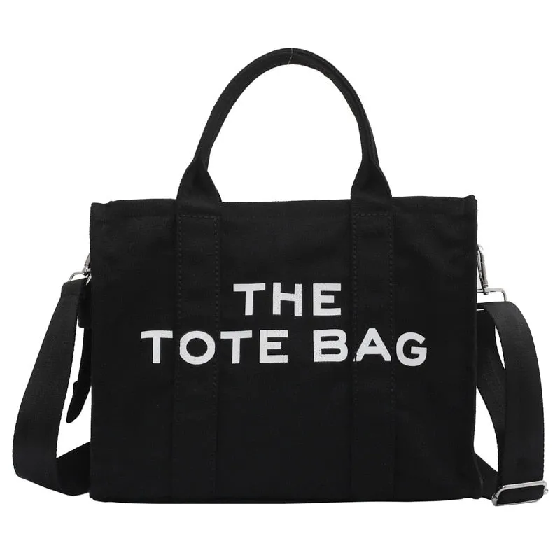 Christmas Gift Large Capacity Canvas Tote Women Shoulder Bag Letter Printed Crossbody Bags for Women Casual Cloth Women Handbag Big Shopper Bag