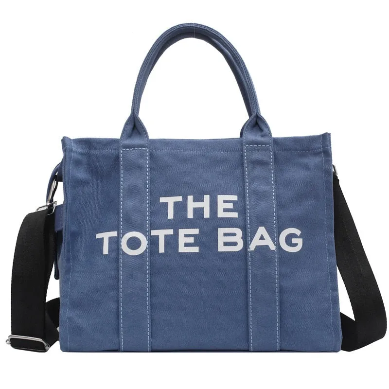 Christmas Gift Large Capacity Canvas Tote Women Shoulder Bag Letter Printed Crossbody Bags for Women Casual Cloth Women Handbag Big Shopper Bag