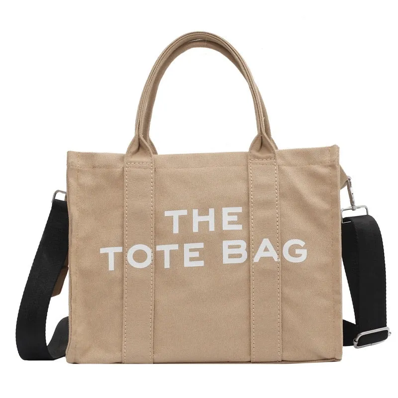 Christmas Gift Large Capacity Canvas Tote Women Shoulder Bag Letter Printed Crossbody Bags for Women Casual Cloth Women Handbag Big Shopper Bag