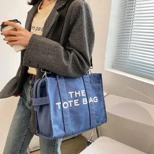 Christmas Gift Large Capacity Canvas Tote Women Shoulder Bag Letter Printed Crossbody Bags for Women Casual Cloth Women Handbag Big Shopper Bag