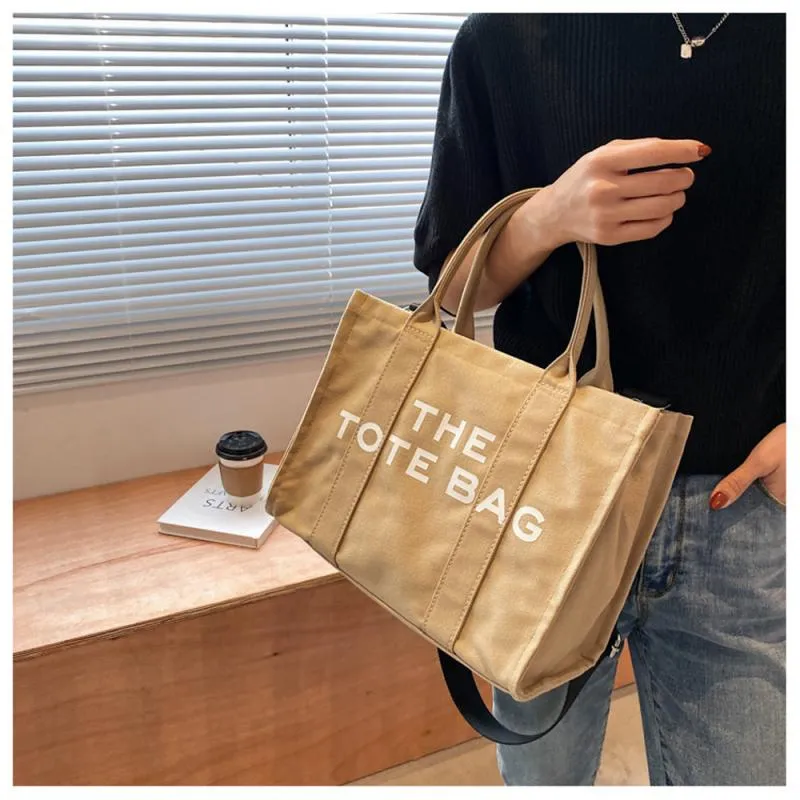 Christmas Gift Large Capacity Canvas Tote Women Shoulder Bag Letter Printed Crossbody Bags for Women Casual Cloth Women Handbag Big Shopper Bag