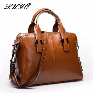 Christmas Gift LUYO Real Natural Leather Ladies Luxury HandBags Women Genuine Leather Bags For Women Totes Messenger Bag Hign Quality Designer