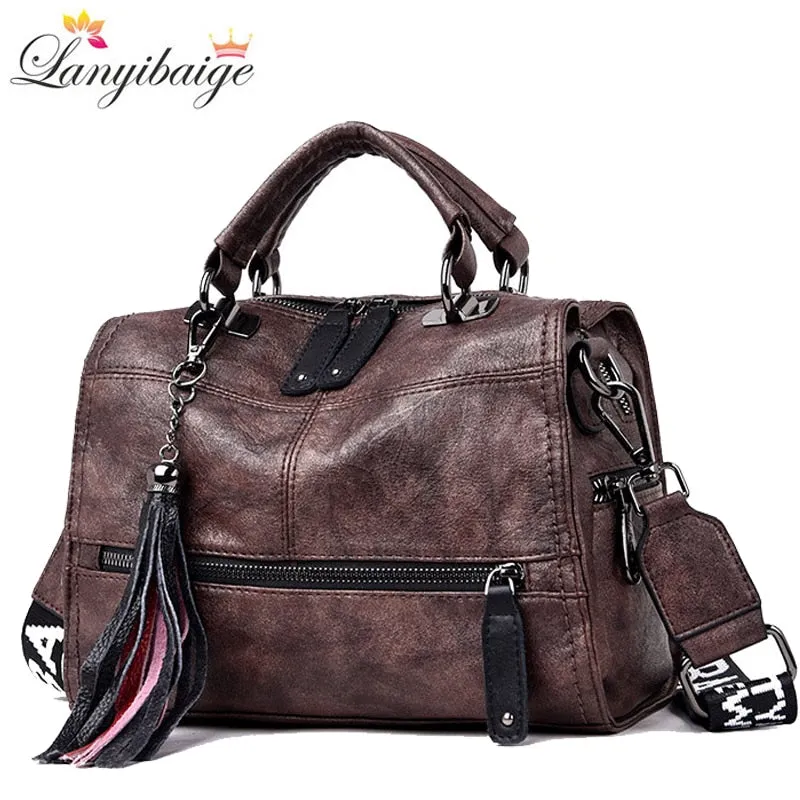 Christmas Gift Vintage Leather Handbag Tassels Luxury Handbags Women Bags Designer High Quality Crossbody Bags for Women 2020 New Shoulder Bags