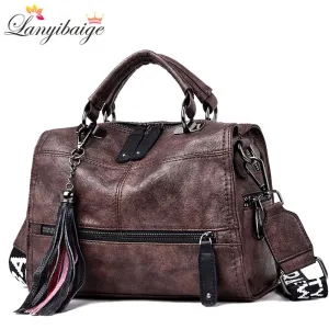 Christmas Gift Vintage Leather Handbag Tassels Luxury Handbags Women Bags Designer High Quality Crossbody Bags for Women 2020 New Shoulder Bags
