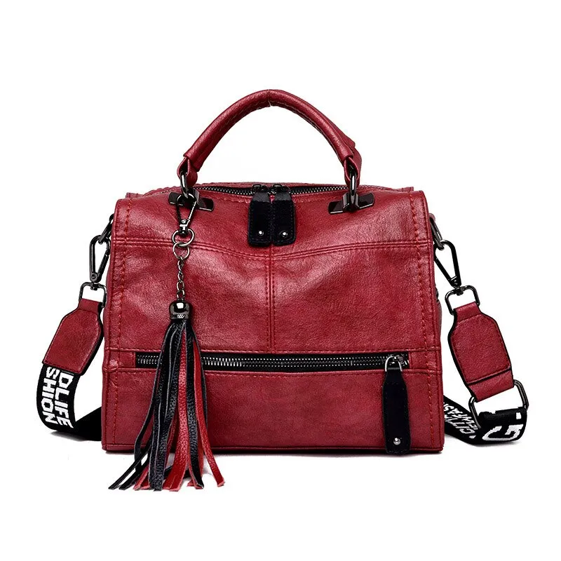 Christmas Gift Vintage Leather Handbag Tassels Luxury Handbags Women Bags Designer High Quality Crossbody Bags for Women 2020 New Shoulder Bags