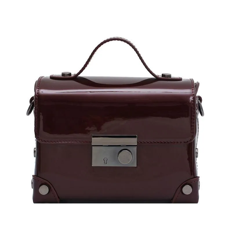 Christmas Gift Vintage Patent Leather Women's Bag 2020 New Metal Lock Crossbody Bag For Women Box Shaped Retro Simgle Tote Handbags Black Green