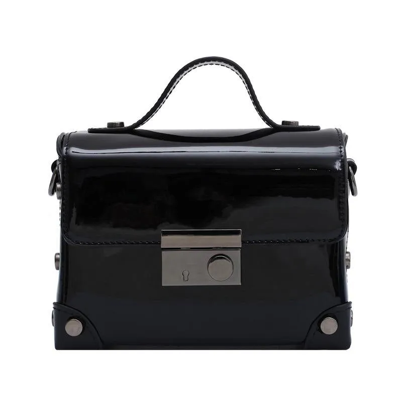Christmas Gift Vintage Patent Leather Women's Bag 2020 New Metal Lock Crossbody Bag For Women Box Shaped Retro Simgle Tote Handbags Black Green