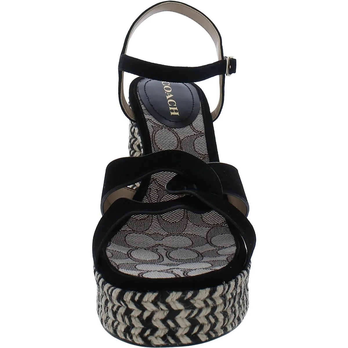 Coach Womens Faux Suede Ankle Strap Espadrille Heels