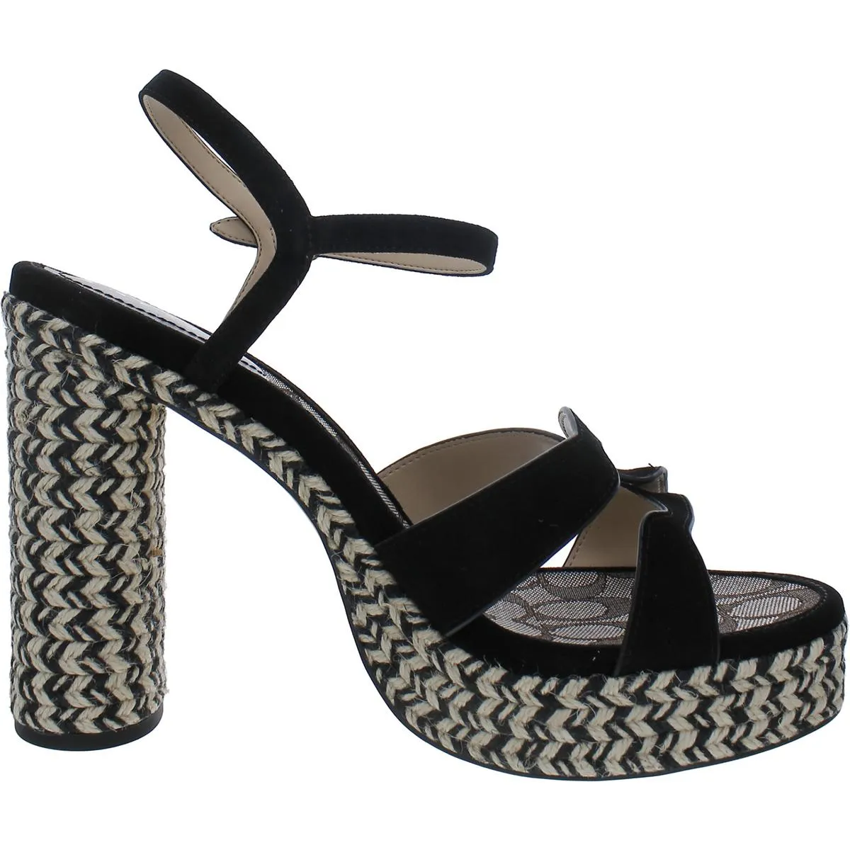 Coach Womens Faux Suede Ankle Strap Espadrille Heels