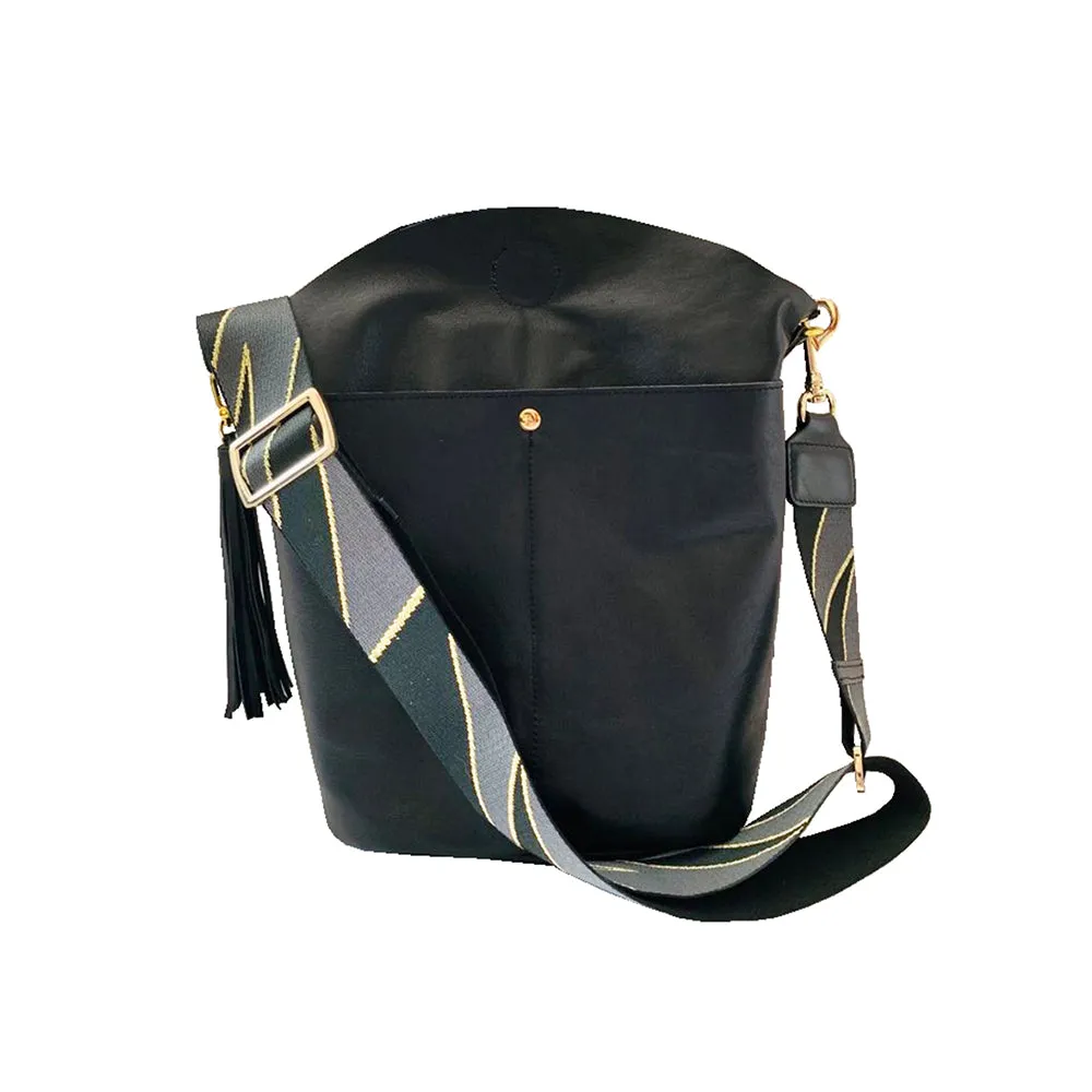 Convertible Strap/Bag Accessories Grey and Gold Bolt Thick Strap
