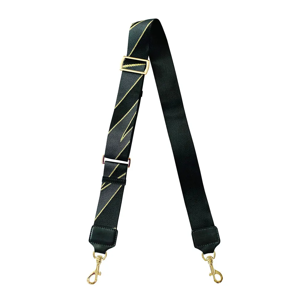 Convertible Strap/Bag Accessories Grey and Gold Bolt Thick Strap