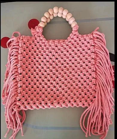 Country Boho Soft Woven Tassle Hand Bag in 3 sizes.