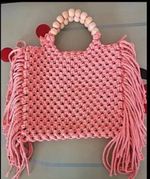 Country Boho Soft Woven Tassle Hand Bag in 3 sizes.