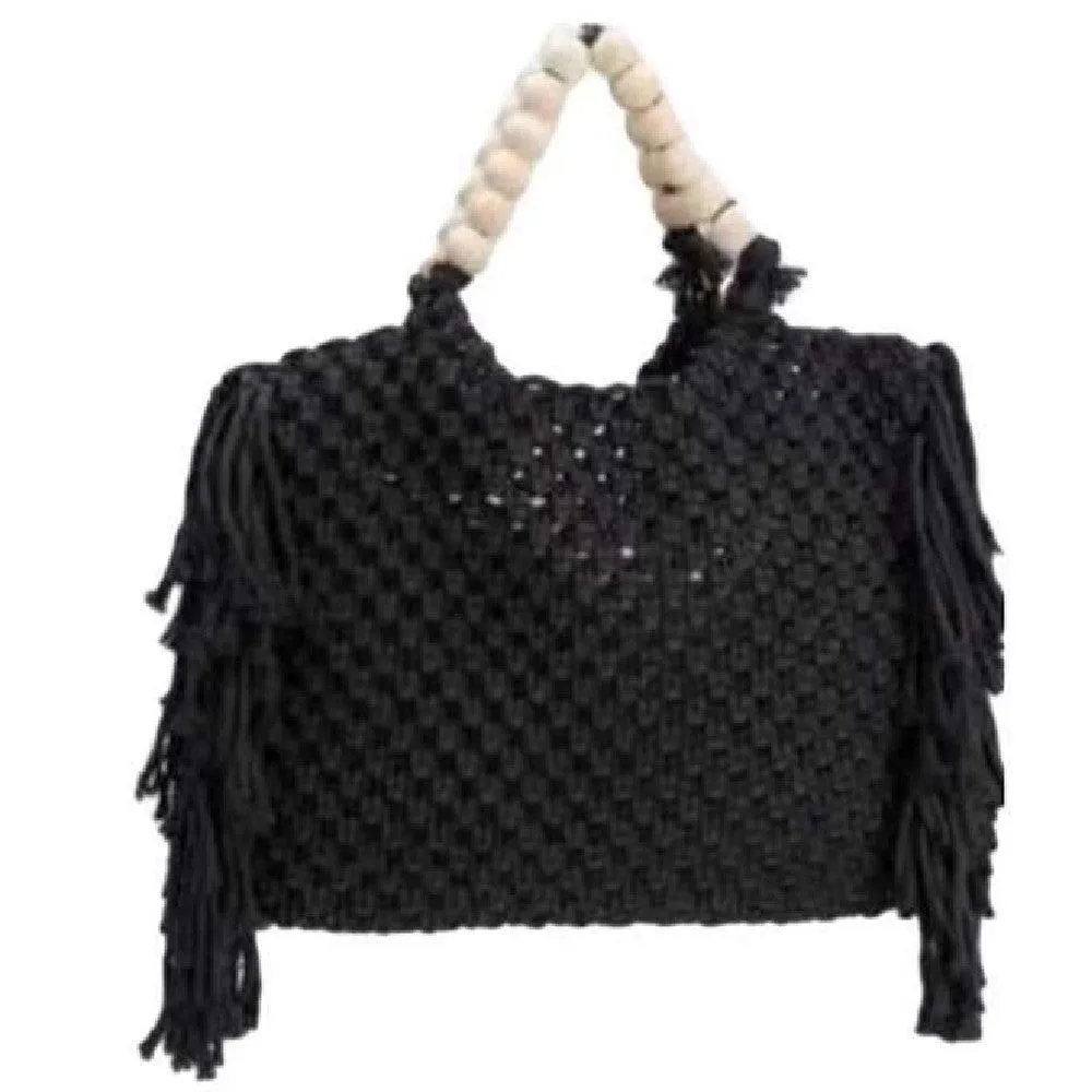 Country Boho Soft Woven Tassle Hand Bag in 3 sizes.