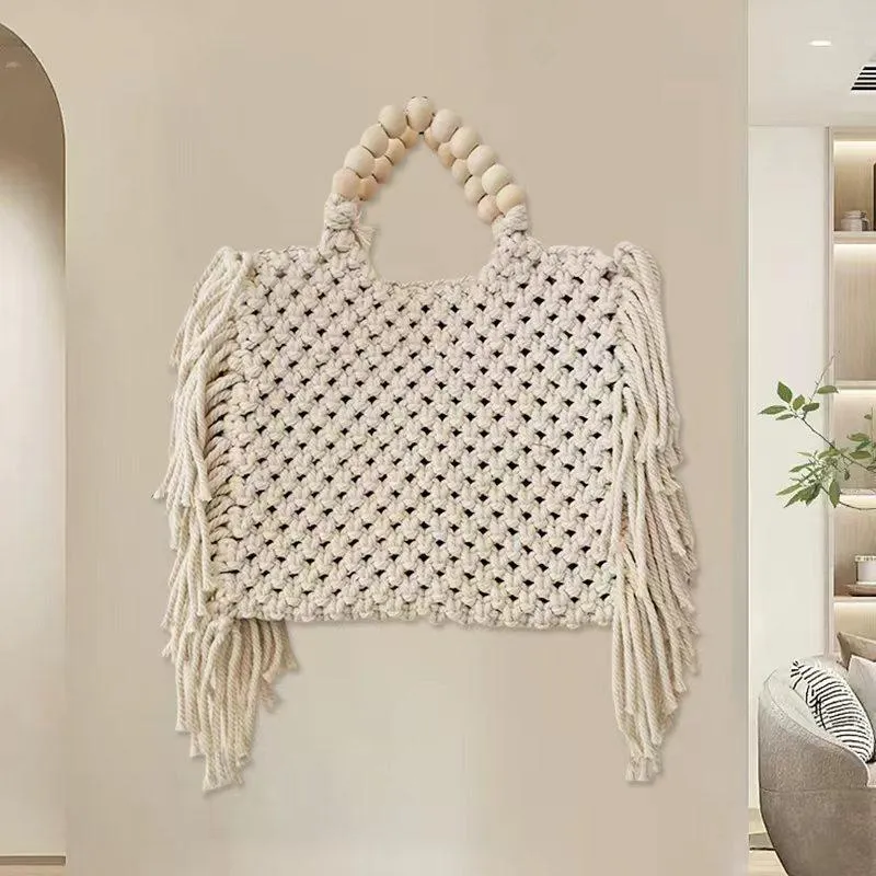 Country Boho Soft Woven Tassle Hand Bag in 3 sizes.