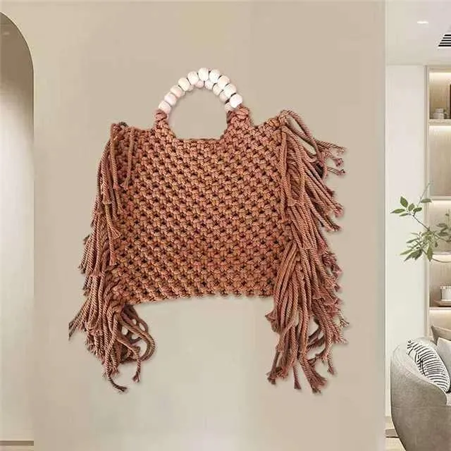 Country Boho Soft Woven Tassle Hand Bag in 3 sizes.