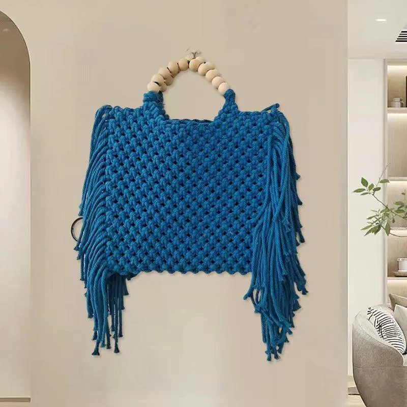 Country Boho Soft Woven Tassle Hand Bag in 3 sizes.