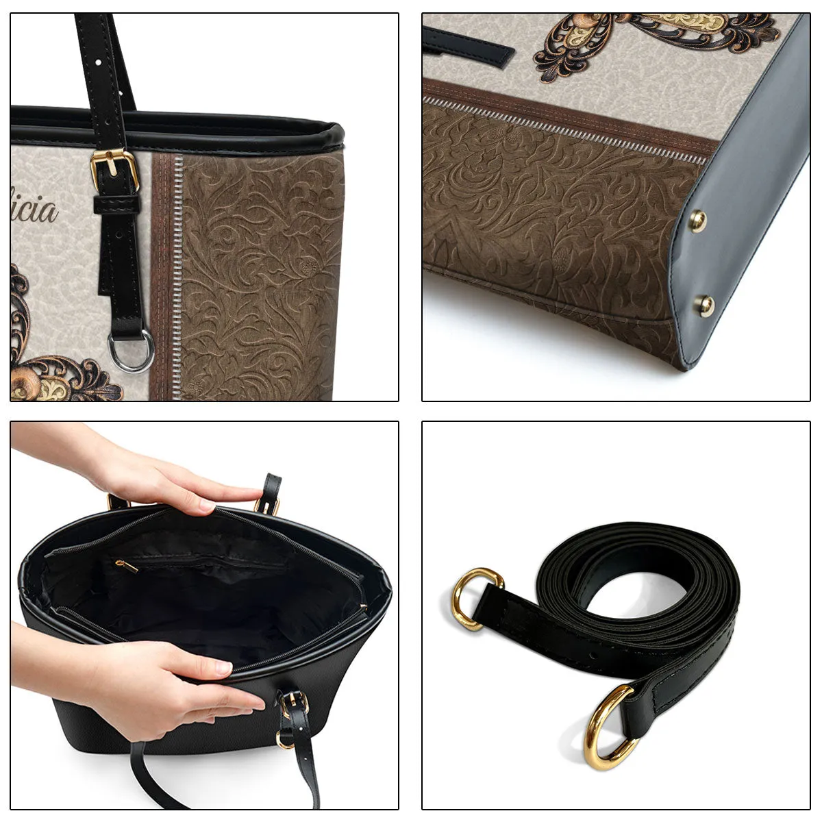 Cross Personalized Large Pu Leather Tote Bag For Women - Mom Gifts For Mothers Day