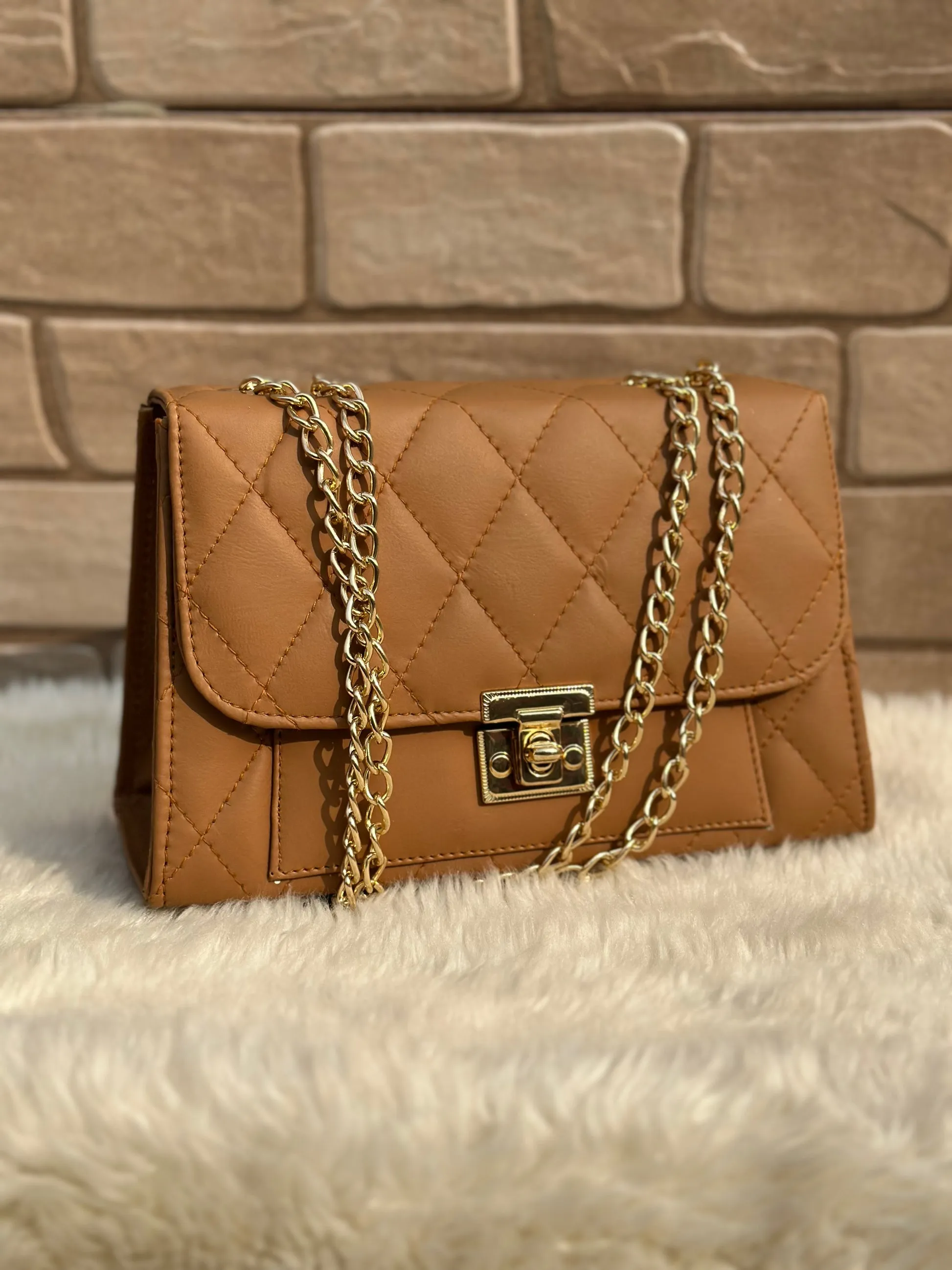 Crossbody Chain Bag - Mustard Matte
