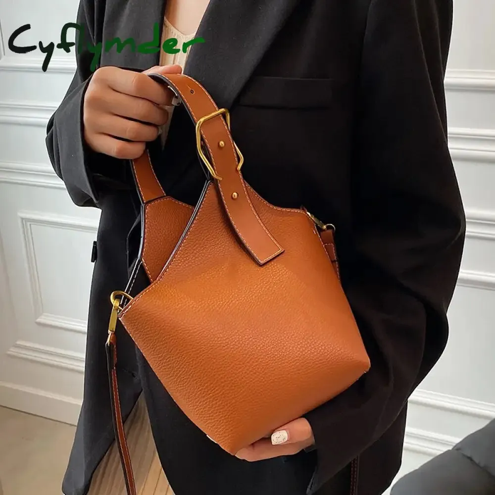 Cyflymder Contrast color Tote Bucket bag Fashion New High-quality PU Leather Women's Designer Handbag Travel Shoulder Messenger Bag