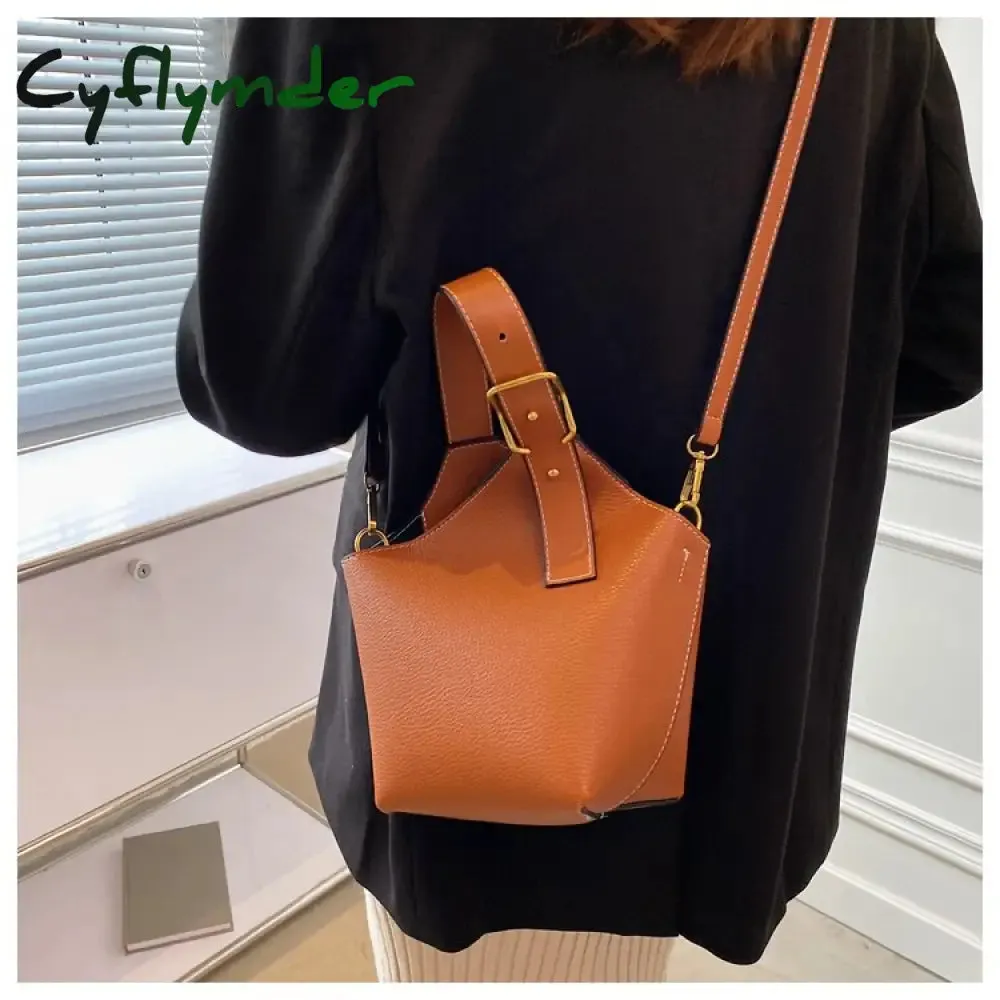 Cyflymder Contrast color Tote Bucket bag Fashion New High-quality PU Leather Women's Designer Handbag Travel Shoulder Messenger Bag