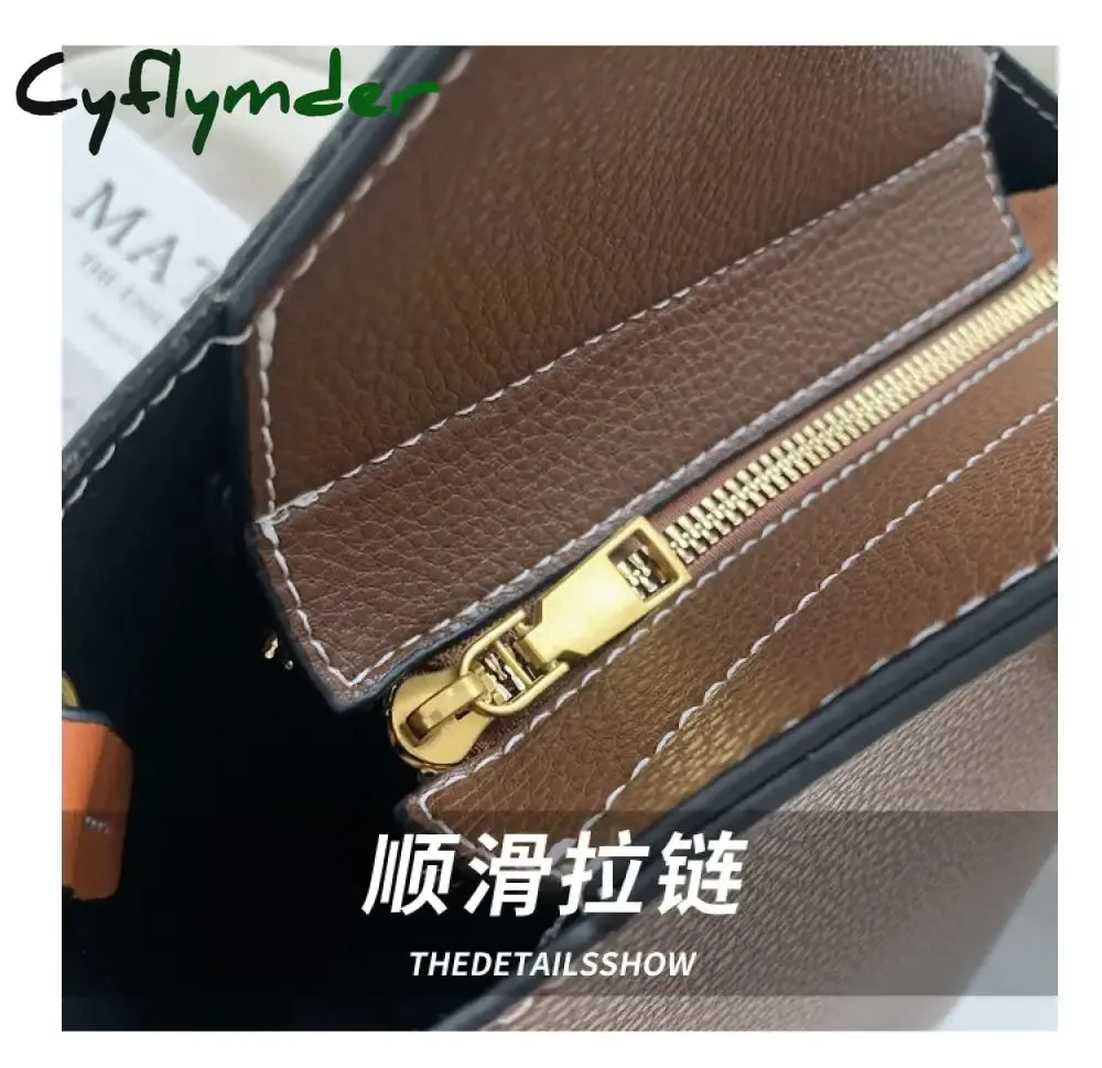 Cyflymder Contrast color Tote Bucket bag Fashion New High-quality PU Leather Women's Designer Handbag Travel Shoulder Messenger Bag