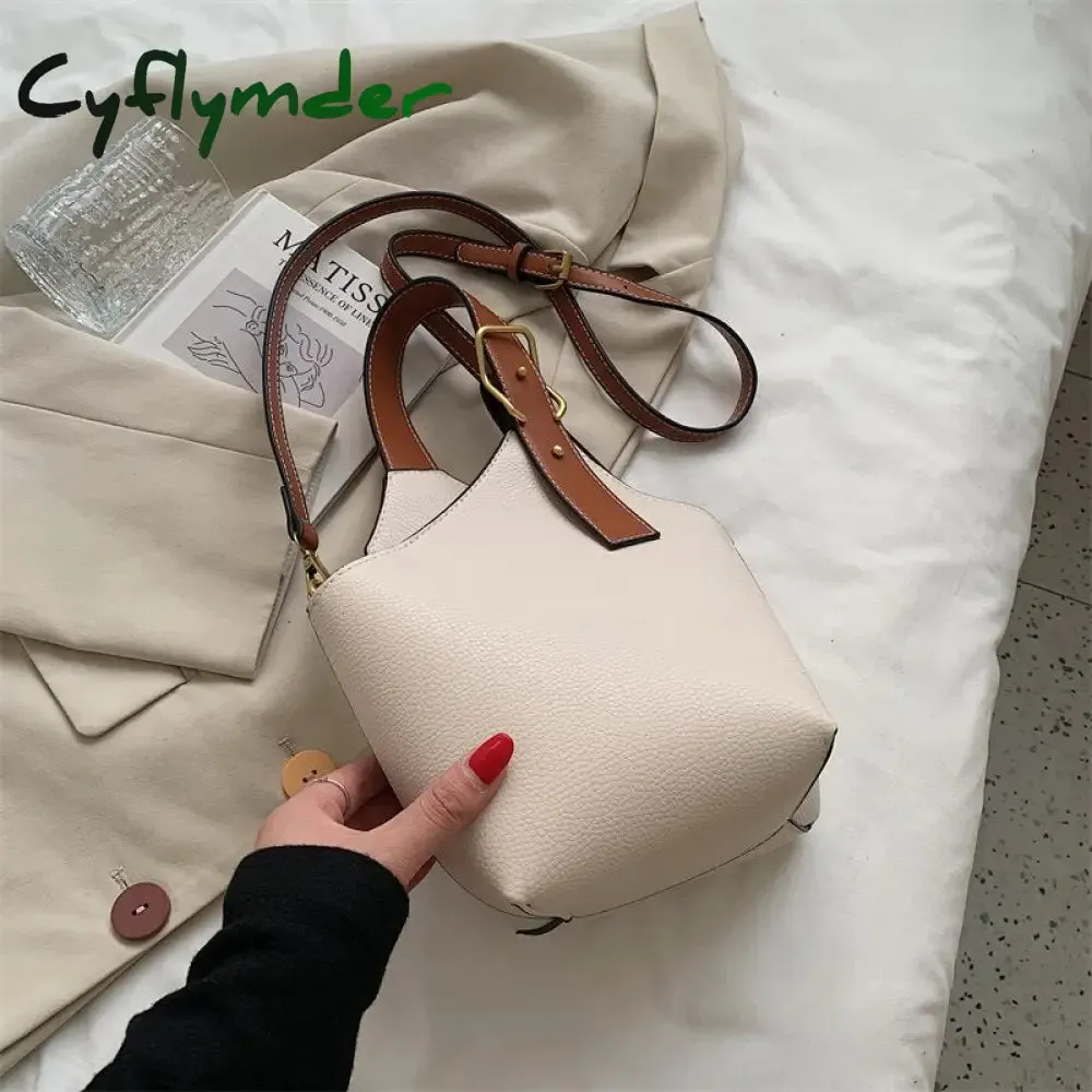 Cyflymder Contrast color Tote Bucket bag Fashion New High-quality PU Leather Women's Designer Handbag Travel Shoulder Messenger Bag