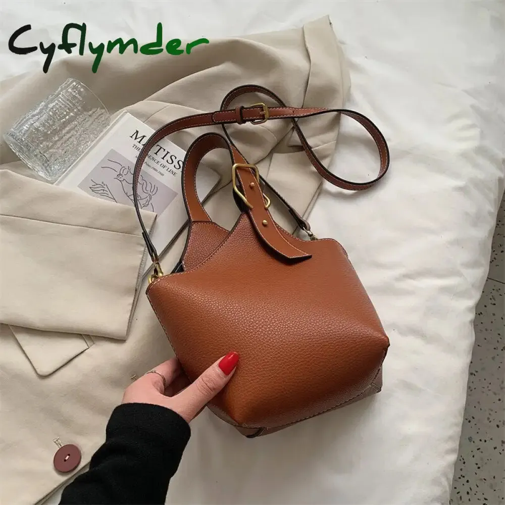 Cyflymder Contrast color Tote Bucket bag Fashion New High-quality PU Leather Women's Designer Handbag Travel Shoulder Messenger Bag