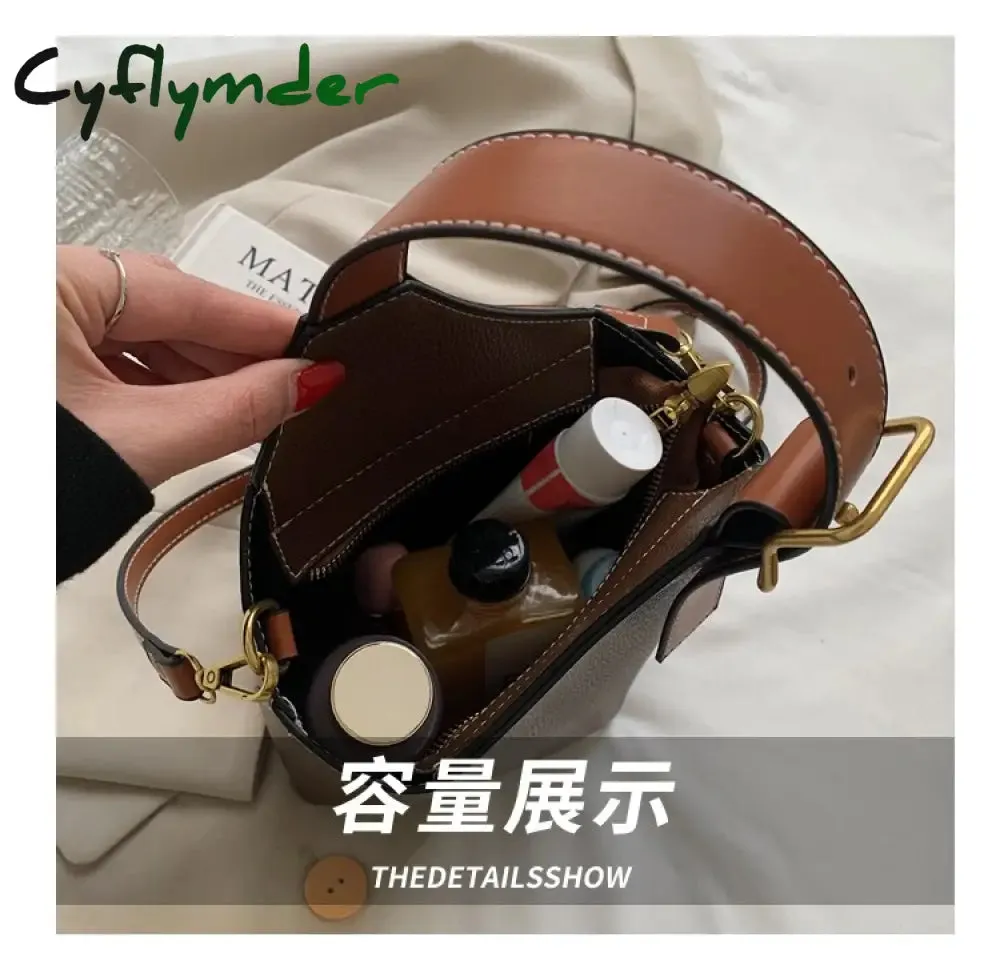 Cyflymder Contrast color Tote Bucket bag Fashion New High-quality PU Leather Women's Designer Handbag Travel Shoulder Messenger Bag