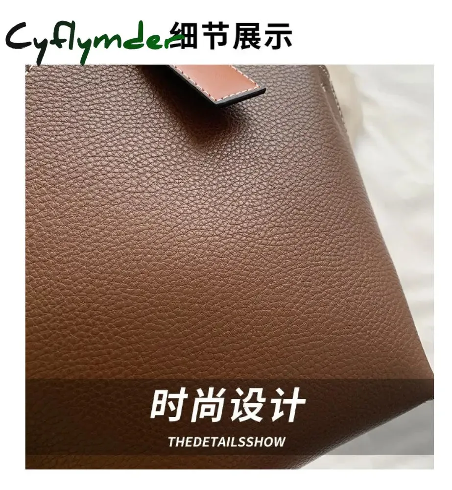 Cyflymder Contrast color Tote Bucket bag Fashion New High-quality PU Leather Women's Designer Handbag Travel Shoulder Messenger Bag