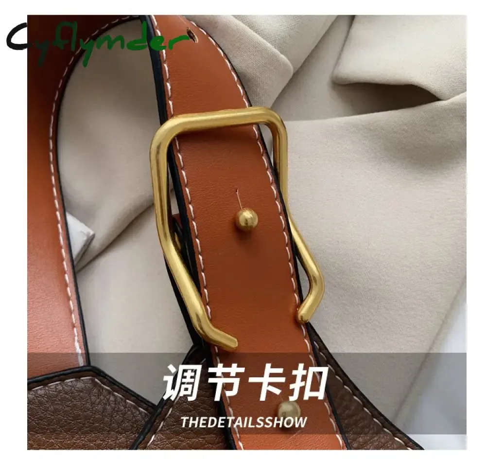 Cyflymder Contrast color Tote Bucket bag Fashion New High-quality PU Leather Women's Designer Handbag Travel Shoulder Messenger Bag