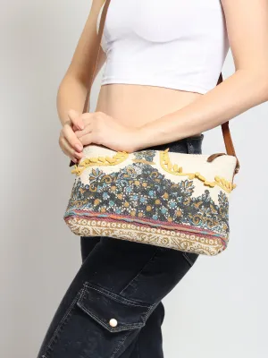 DANIAN - COTTON PRINTED & LEATHER SLING BAG