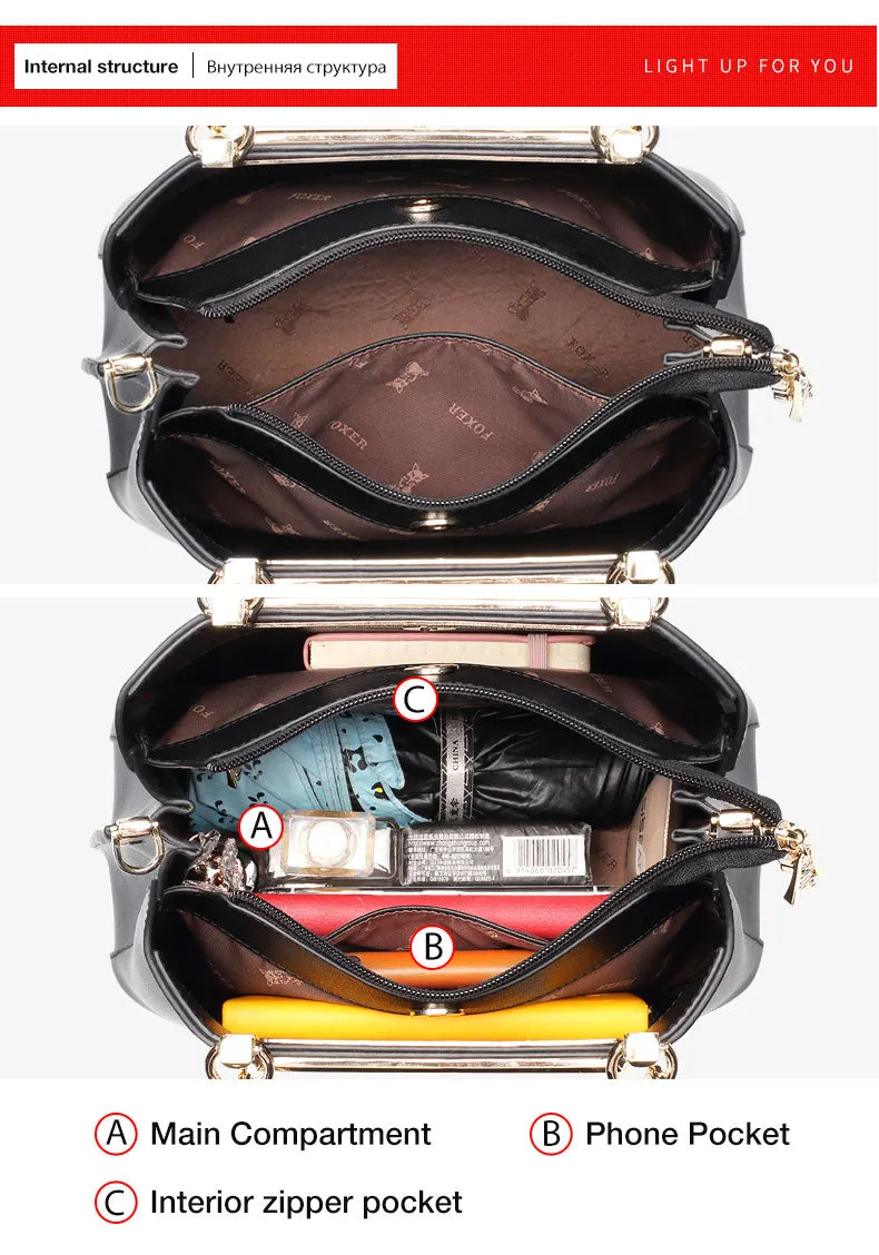 DESIGNER Structured Chic! Leather Lady Luxury Shoulder Bags Large CapacityTotes  Women Leather Messenger Bags Stylish Handbags