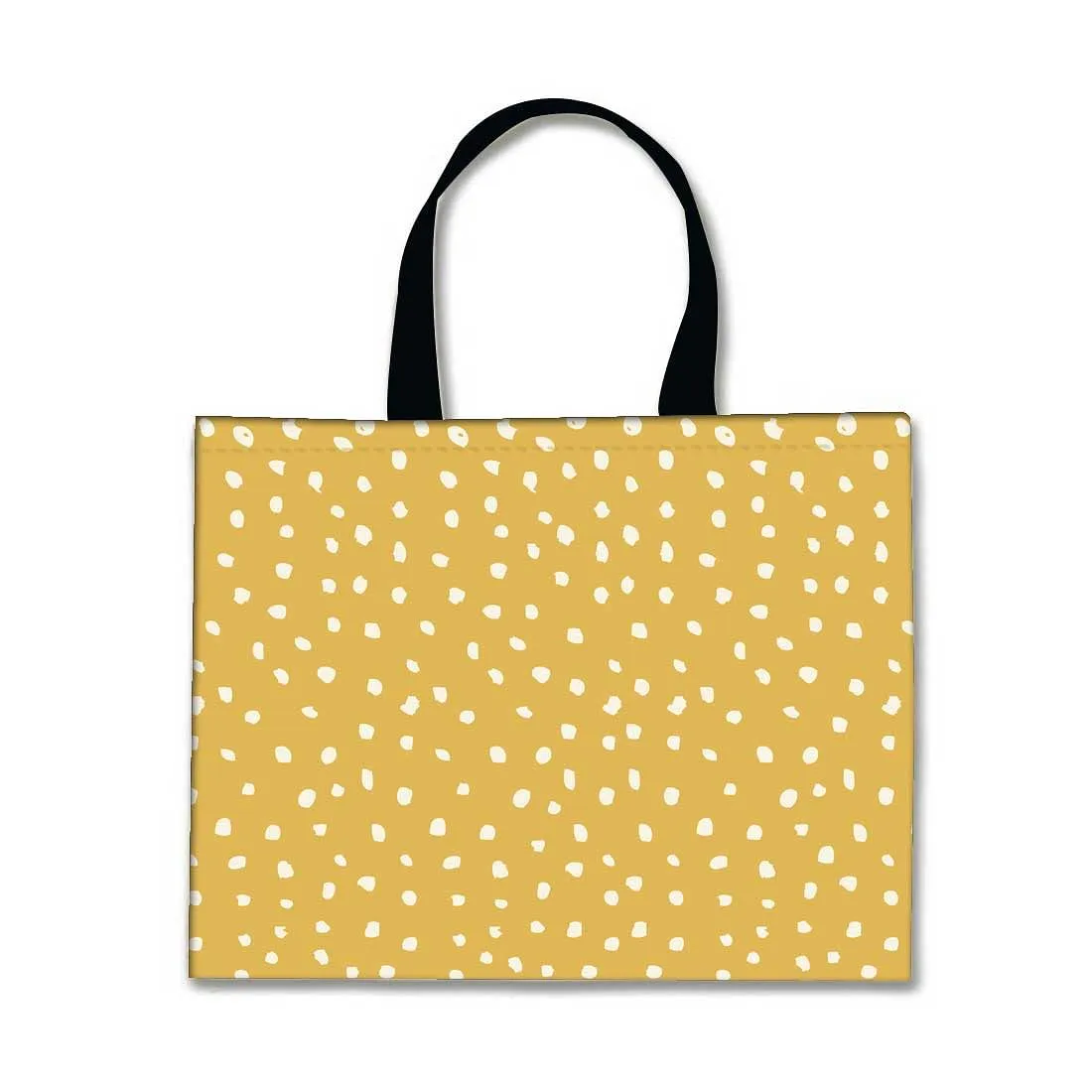 Designer Tote Bag With Zip Beach Gym Travel Bags -  Yellow White Dots