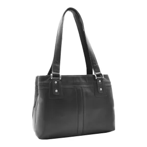 DR385 Women's Leather Mid Size Shopper Handbag Black