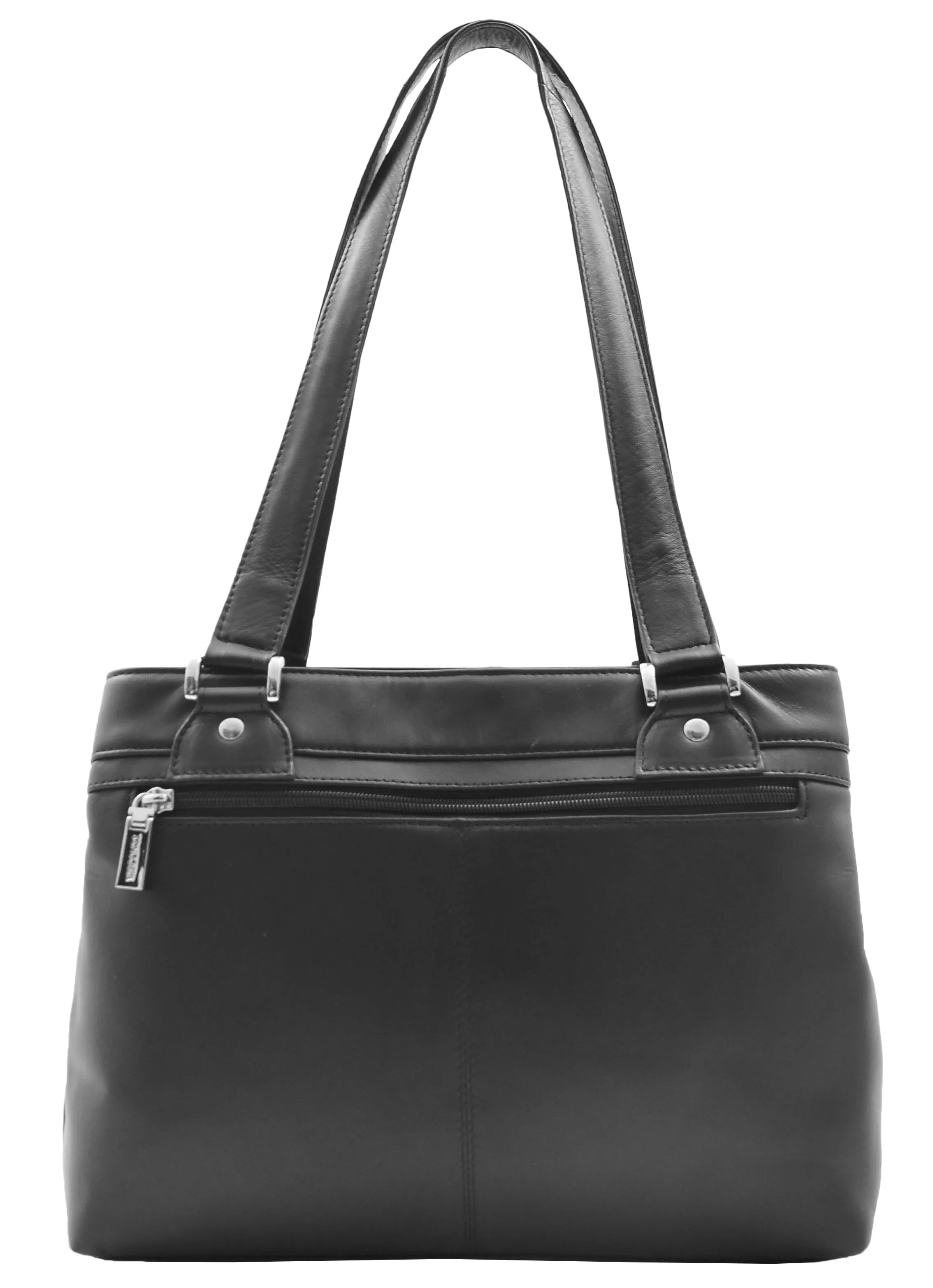 DR385 Women's Leather Mid Size Shopper Handbag Black