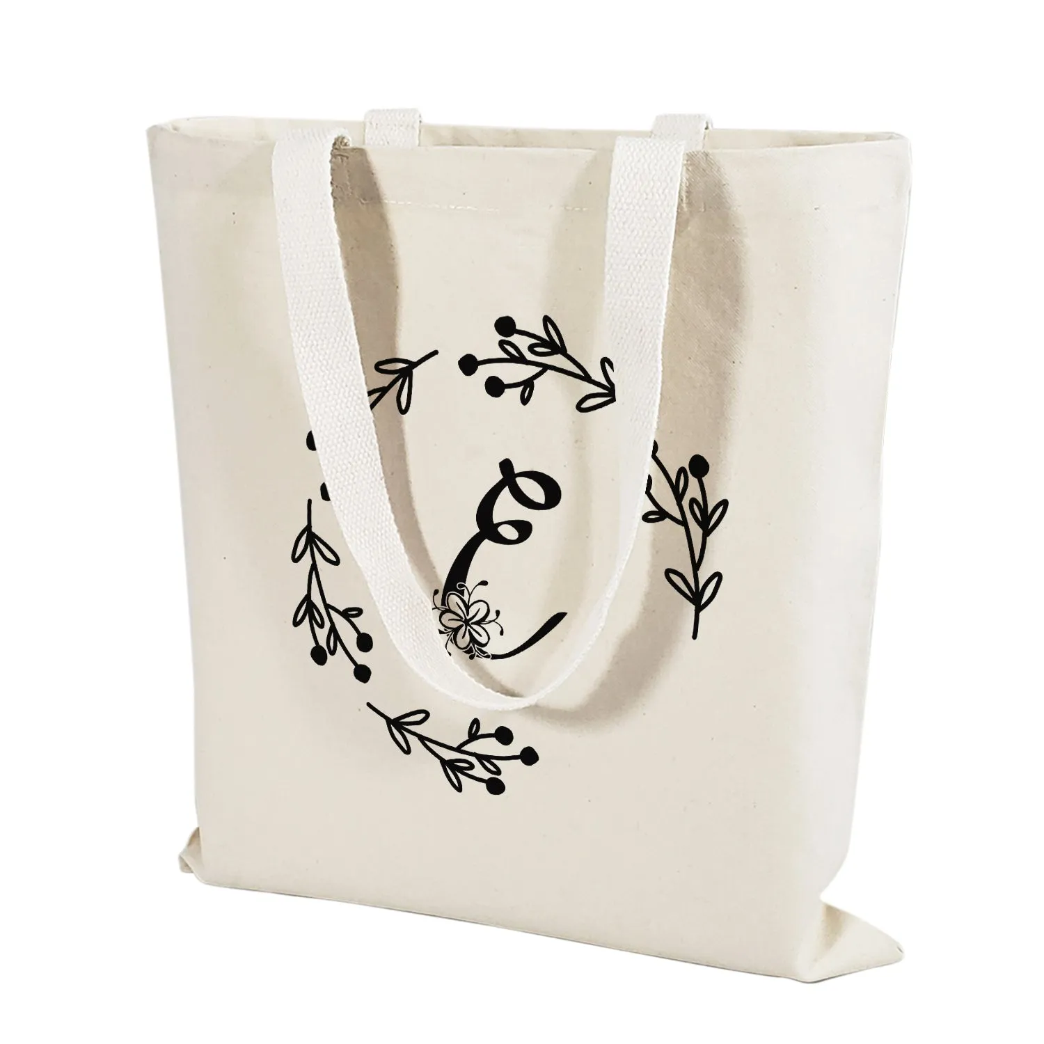 ''E'' Letter Initial Canvas Tote Bag - Initials Bags