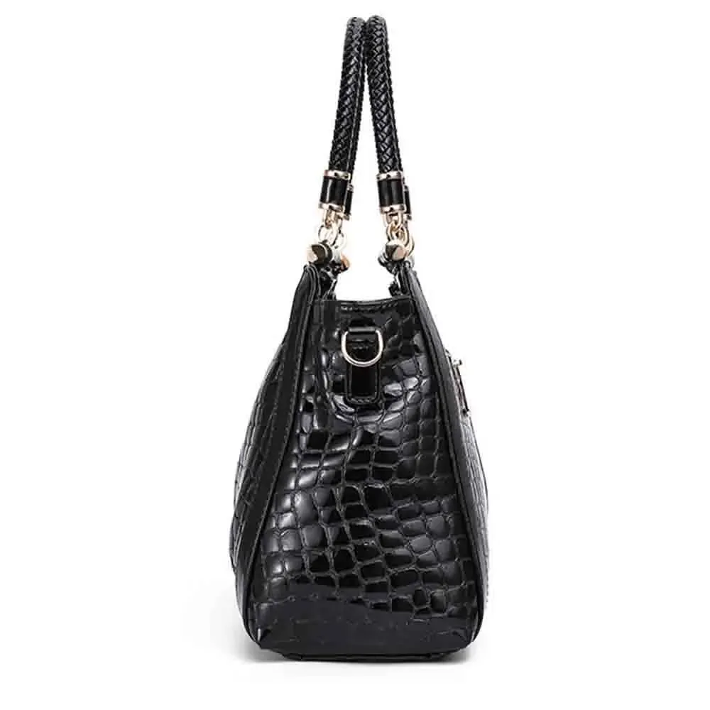 Elegant Women Handbags and Purses Luxury Genuine Leather Crocodile Print Top Handle Bag