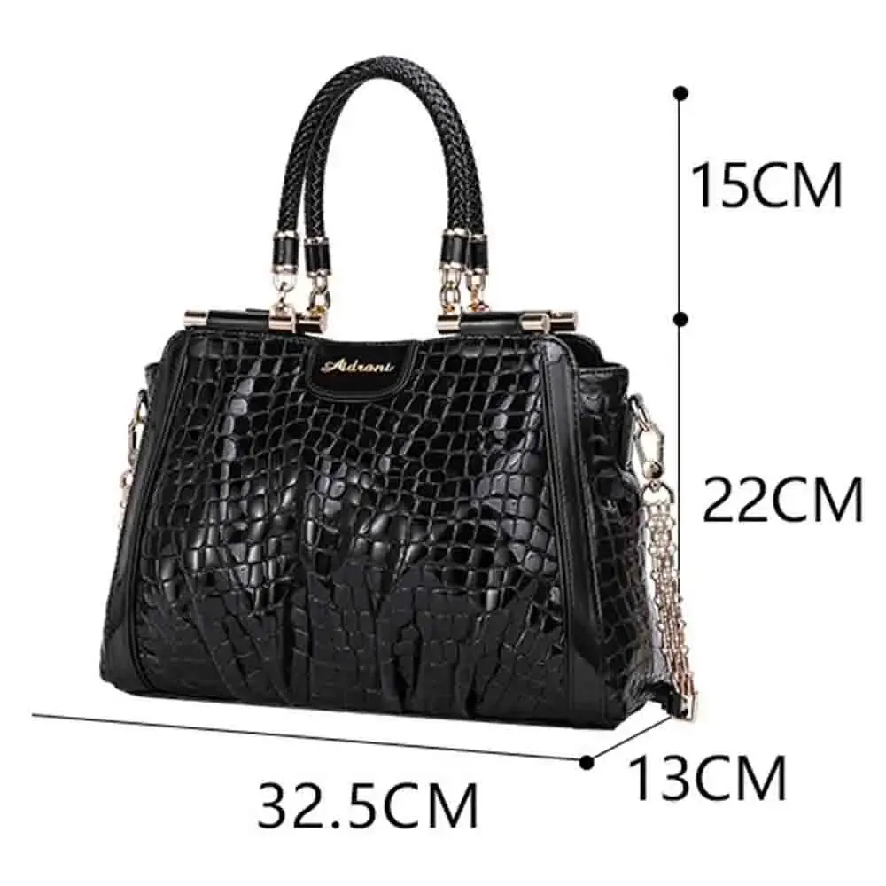 Elegant Women Handbags and Purses Luxury Genuine Leather Crocodile Print Top Handle Bag