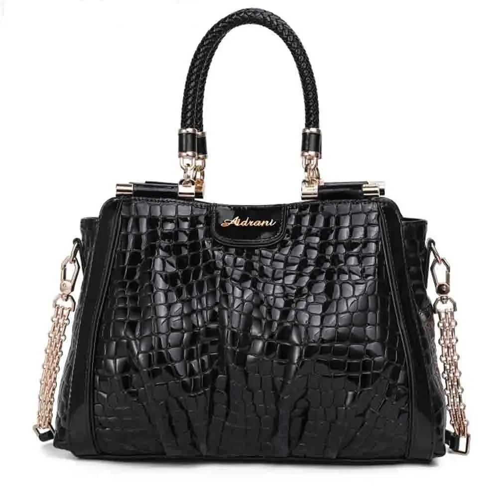 Elegant Women Handbags and Purses Luxury Genuine Leather Crocodile Print Top Handle Bag