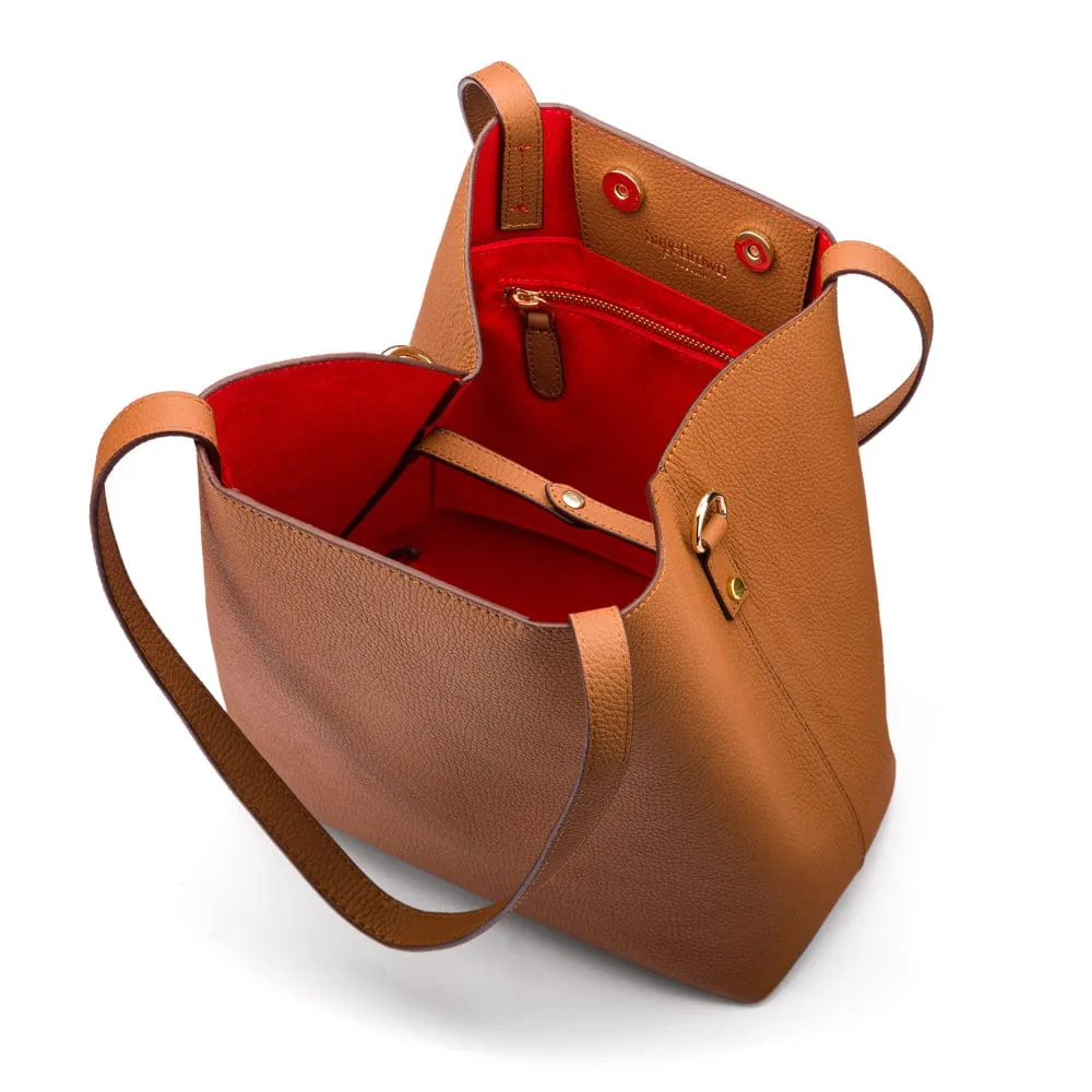 Emma 2 in 1 Leather Tote Bag - Tan