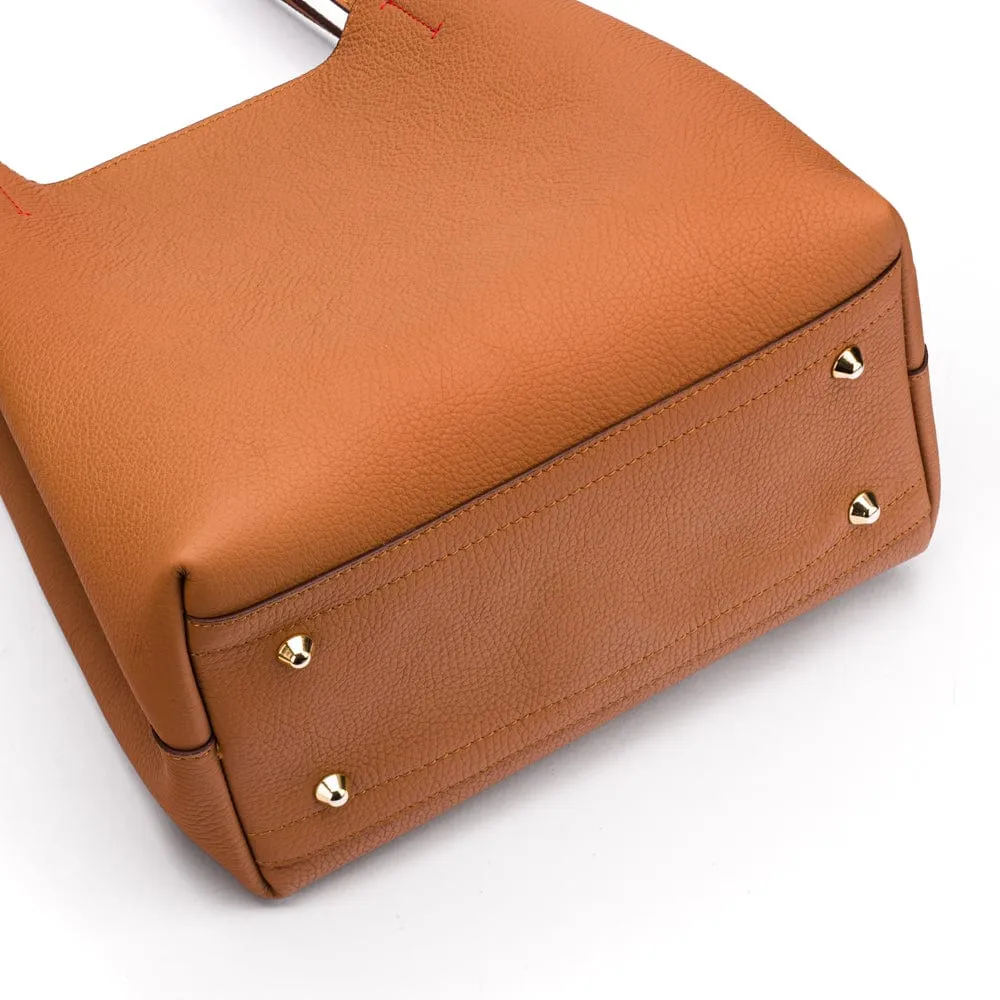 Emma 2 in 1 Leather Tote Bag - Tan