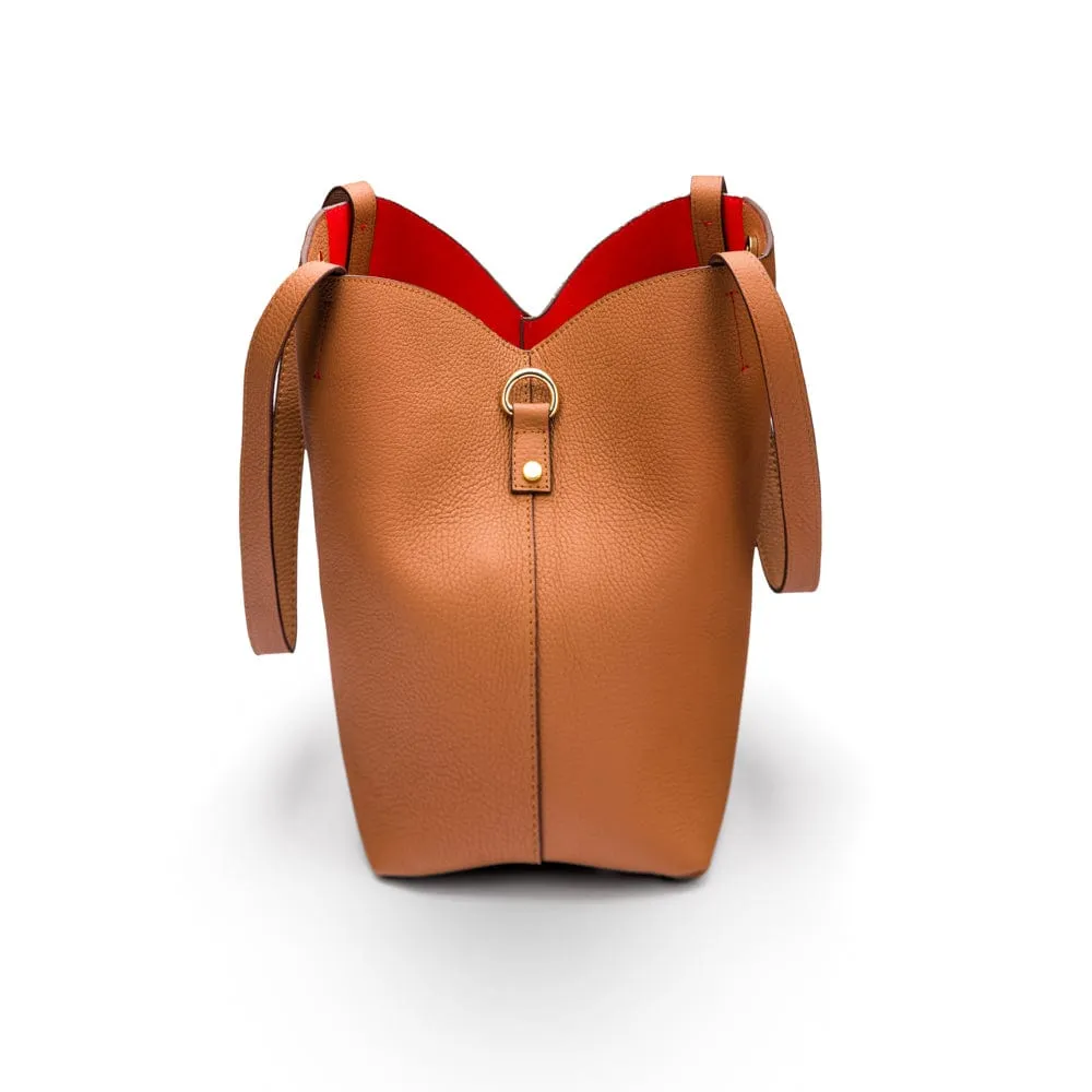 Emma 2 in 1 Leather Tote Bag - Tan