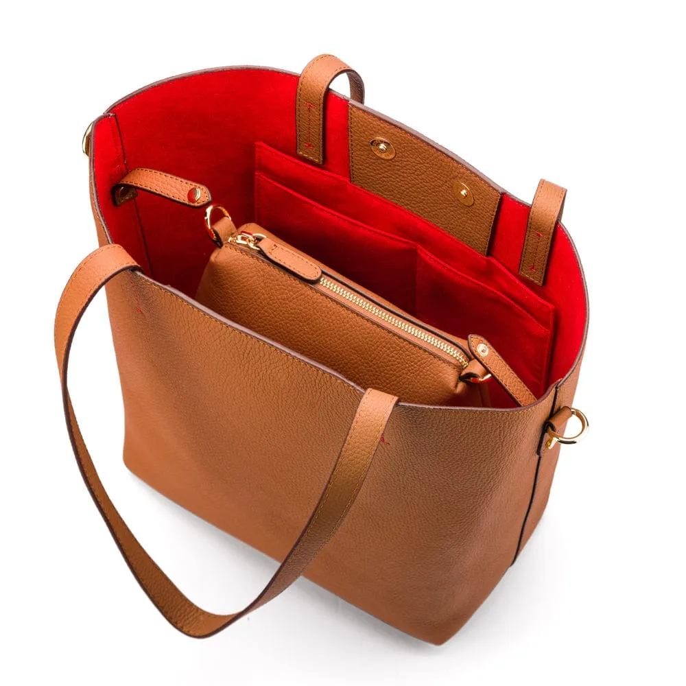 Emma 2 in 1 Leather Tote Bag - Tan